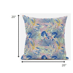 20” Blue Pink Tropical Suede Throw Pillow