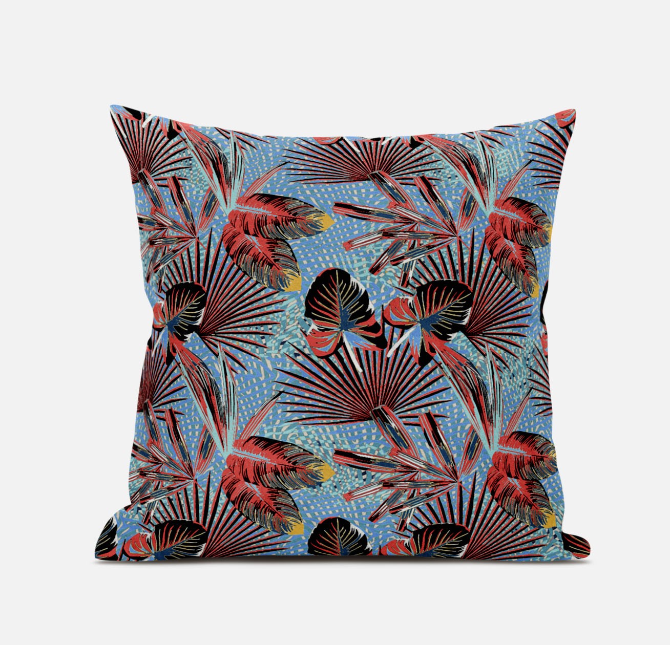 20” Coral Blue Tropical Suede Throw Pillow