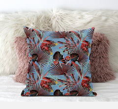 20” Coral Blue Tropical Suede Throw Pillow