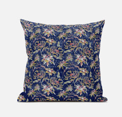 20" Blue Yellow Roses Suede Throw Pillow