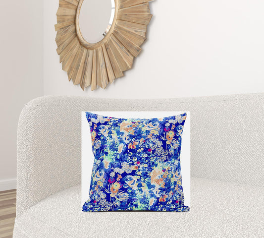 20" Bright Blue Springtime Suede Throw Pillow