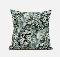 20" Green Gray Springtime Suede Throw Pillow