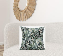 20" Green Gray Springtime Suede Throw Pillow