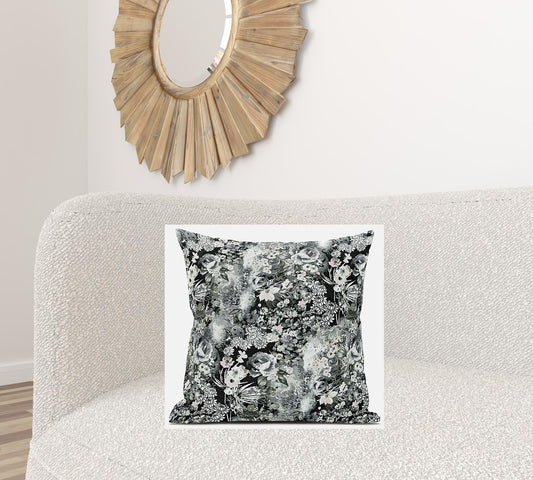 20" Gray White Springtime Suede Throw Pillow