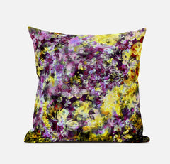 20" Purple Yellow Springtime Suede Throw Pillow