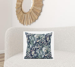 20" Gray Indigo Springtime Suede Throw Pillow