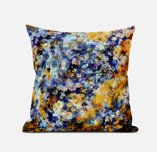 18" Orange Indigo Springtime Suede Throw Pillow - Homeroots