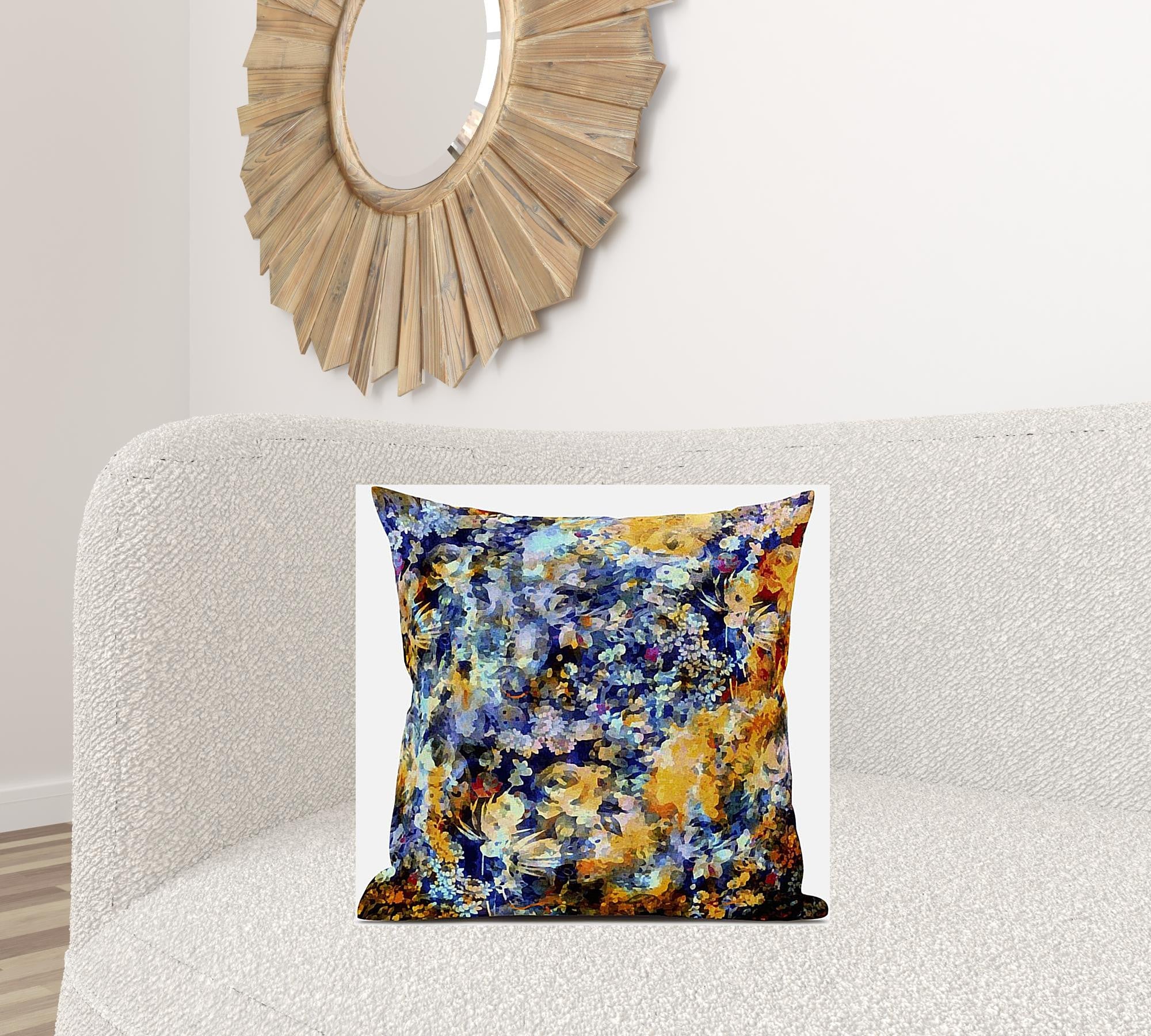 20" Orange Indigo Springtime Suede Throw Pillow