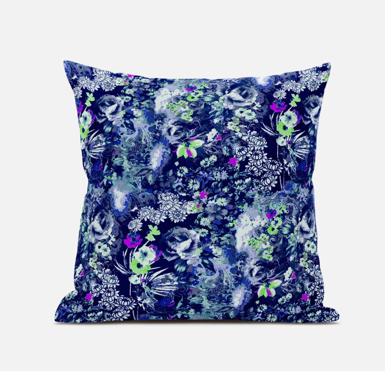 20" Purple Blue Springtime Suede Throw Pillow