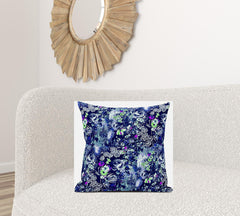 20" Purple Blue Springtime Suede Throw Pillow