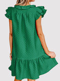 Ruffled Tie Neck Cap Sleeve Dress Trendsi