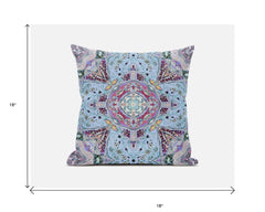 18" Blue Magenta Boho Chic Floral Suede Throw Pillow - Homeroots