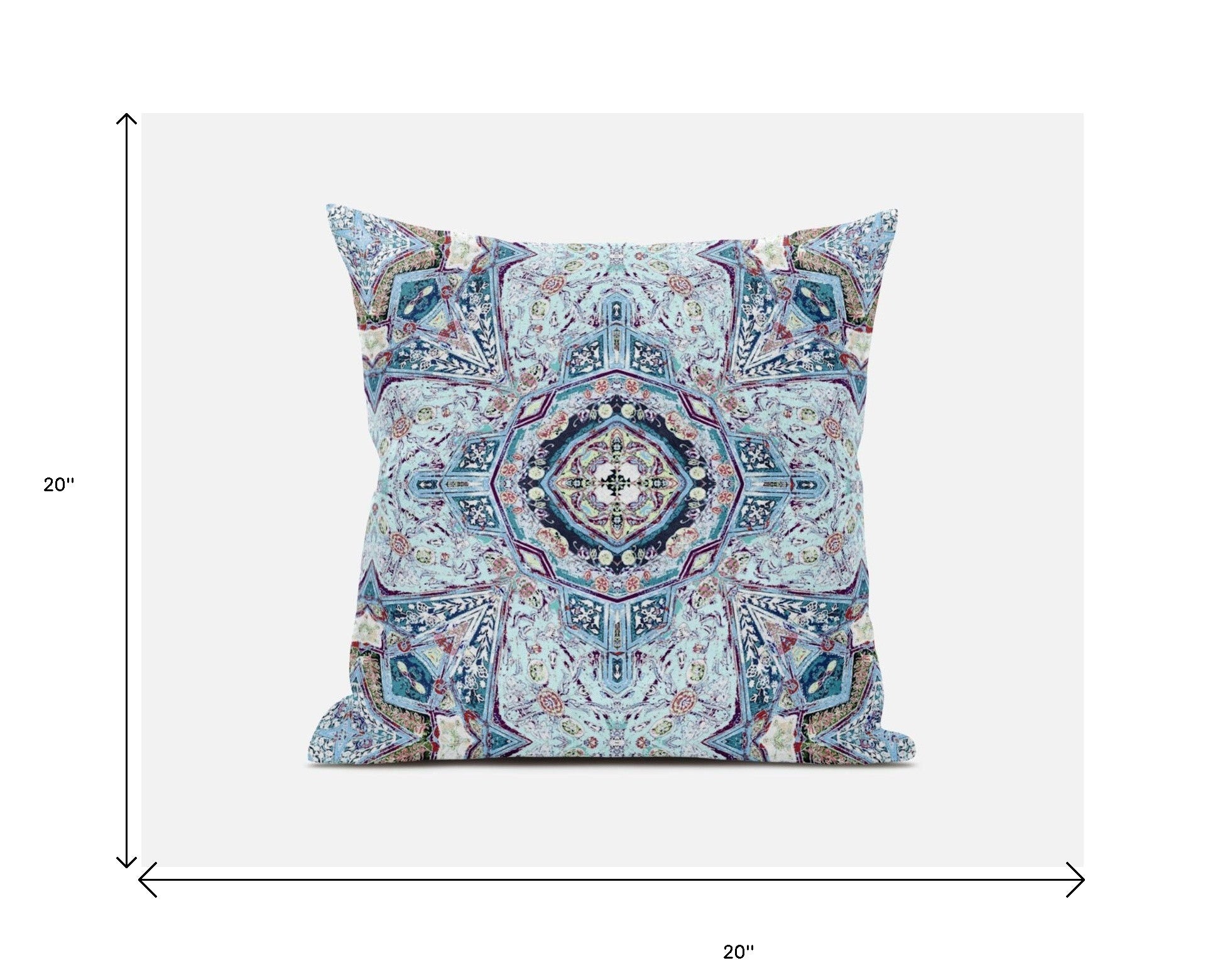 20" Light Blue Boho Flower Suede throw Pillow