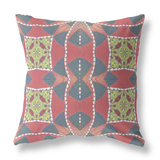 20" Red Gray Cosmic Circle Boho Suede Throw Pillow