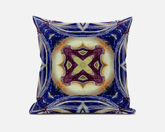 20” Indigo Cream Geo Tribal Suede Throw Pillow