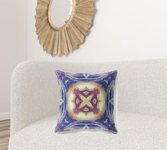 20” Indigo Cream Geo Tribal Suede Throw Pillow