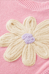 Crochet Flower Round Neck Sweater Vest