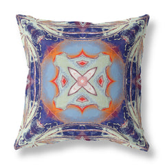 16” Indigo Orange Geo Tribal Suede Throw Pillow