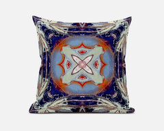 16” Indigo Orange Geo Tribal Suede Throw Pillow