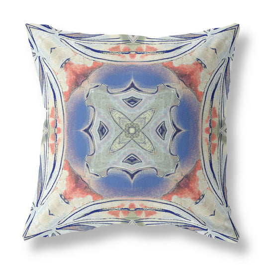 20” Cream Peach Geo Tribal Suede Throw Pillow