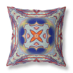 18” Red Blue Geo Tribal Suede Throw Pillow