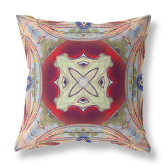 16” Magenta Red Geo Tribal Suede Throw Pillow