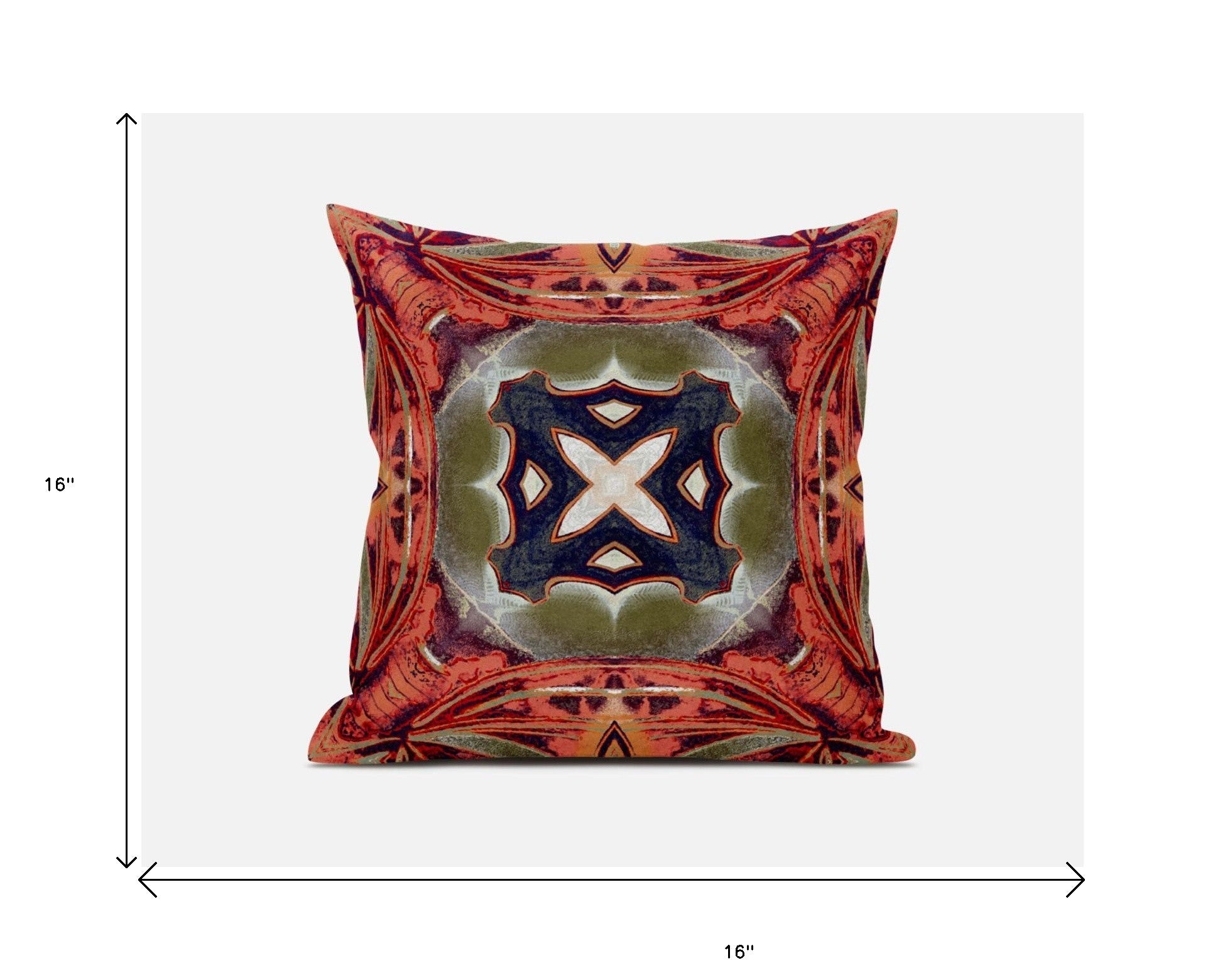 16” Peach Sage Geo Tribal Suede Throw Pillow