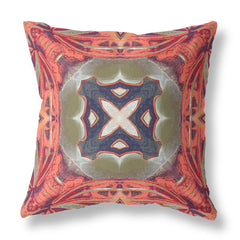 18” Peach Sage Geo Tribal Suede Throw Pillow