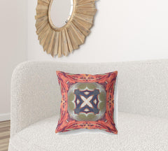 20” Peach Sage Geo Tribal Suede Throw Pillow