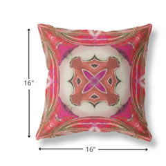 16” Fuchsia Red Geo Tribal Suede Throw Pillow