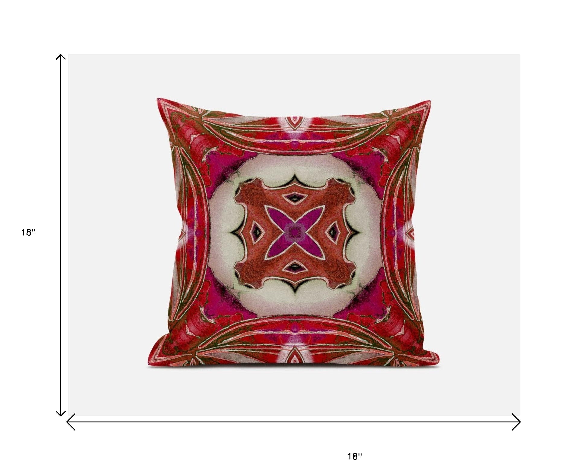 18” Fuchsia Red Geo Tribal Suede Throw Pillow