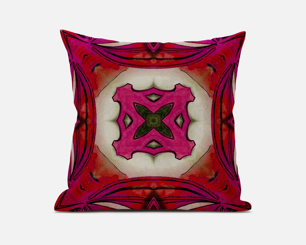 16” Hot Pink Geo Tribal Suede Throw Pillow