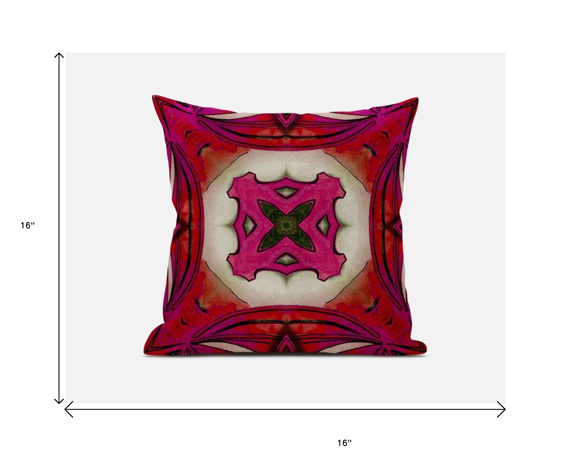 16” Hot Pink Geo Tribal Suede Throw Pillow