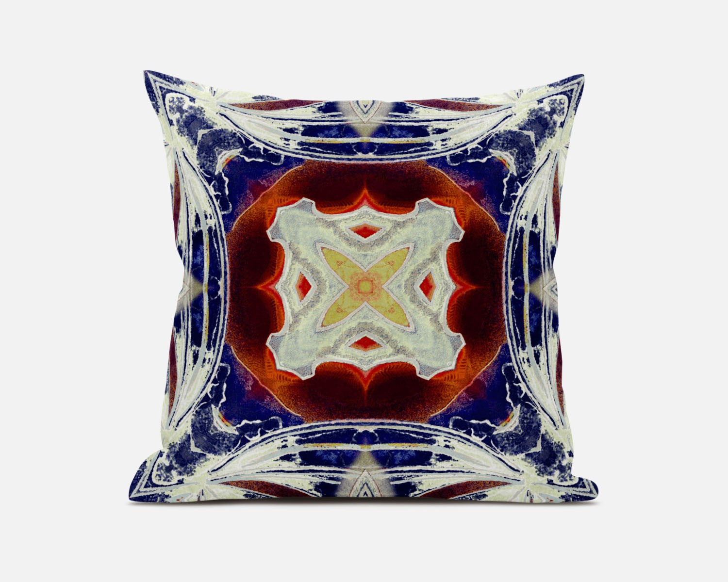 18” Indigo White Geo Tribal Suede Throw Pillow