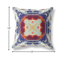 18” Indigo White Geo Tribal Suede Throw Pillow