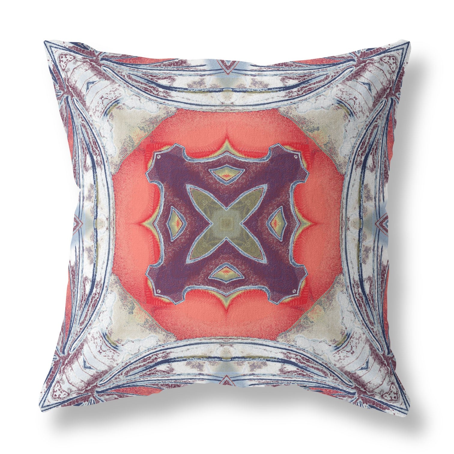 16” Gray Peach Geo Tribal Suede Throw Pillow