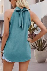 Tied Cutout Grecian Neck Tank - Flyclothing LLC