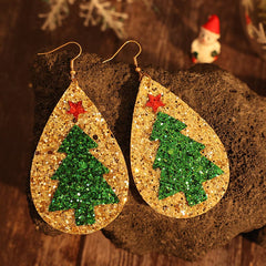 PU Leather Christmas Tree Earrings - Trendsi