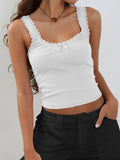 Lace Detail Square Neck Tank - Trendsi