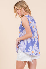 BOMBOM Floral Round Neck Tank - Trendsi