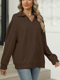 Johnny Collar Long Sleeve Sweatshirt - Trendsi