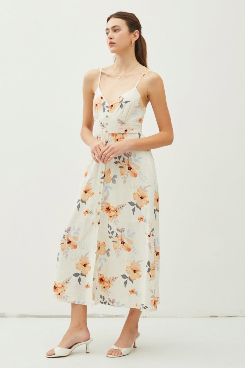 Be Cool Floral Button Down Cami Midi Dress - Flyclothing LLC