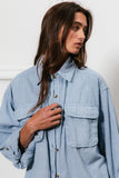 BiBi Button Down Stitch Detail Shirt with Chest Pockets - Trendsi