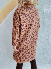 Leopard Round Neck Long Sleeve Sweater - Trendsi