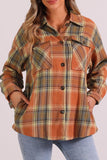 Plaid Collared Neck Long Sleeve Shirt with Chest Pockets