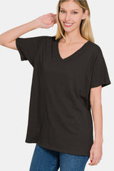 Zenana Full Size V-Neck Short Sleeve T-Shirt Trendsi