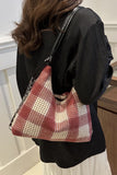 Plaid Adjustable Strap Handbag