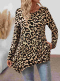 Leopard Round Neck Long Sleeve T-Shirt - Trendsi