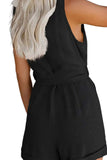 Full Size Tied V-Neck Sleeveless Romper with Pockets - Trendsi