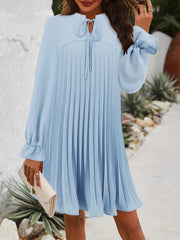 Tie Neck Flounce Sleeve Mini Dress - Trendsi